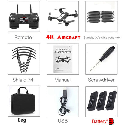 HJ68 Foldable Profissional Drone With Camera 4K HD Selfie Auto Follow WiFi FPV Wide Angle RC Quadcopter Helicopter Toy S167 G901