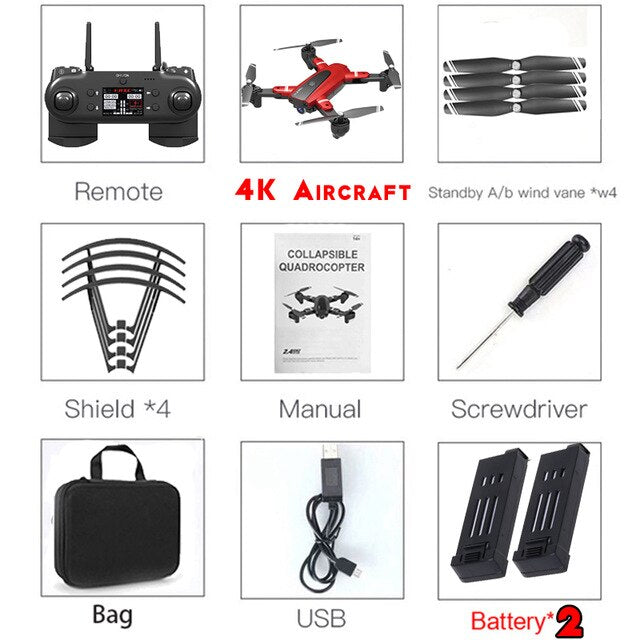 HJ68 Foldable Profissional Drone With Camera 4K HD Selfie Auto Follow WiFi FPV Wide Angle RC Quadcopter Helicopter Toy S167 G901