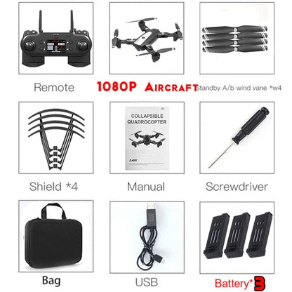 HJ68 Foldable Profissional Drone With Camera 4K HD Selfie Auto Follow WiFi FPV Wide Angle RC Quadcopter Helicopter Toy S167 G901