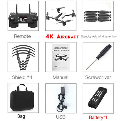 HJ68 Foldable Profissional Drone With Camera 4K HD Selfie Auto Follow WiFi FPV Wide Angle RC Quadcopter Helicopter Toy S167 G901