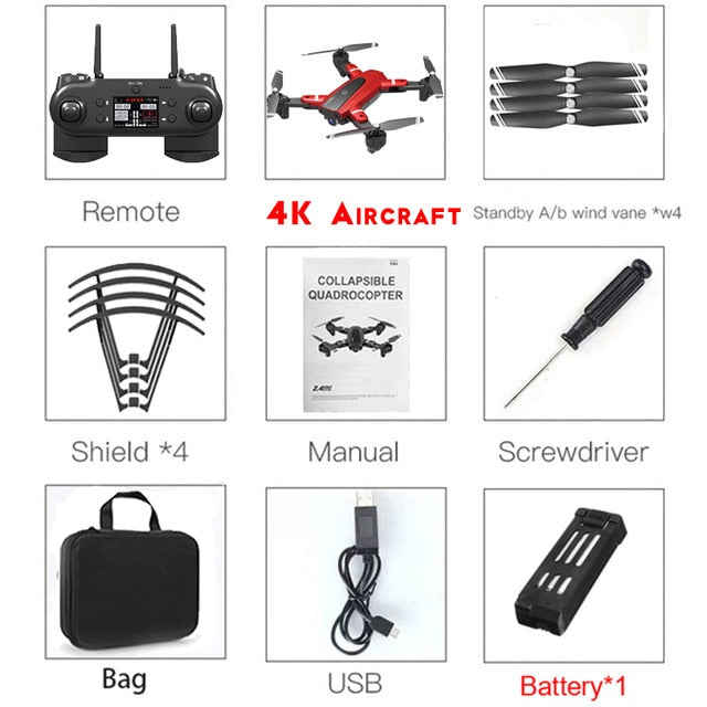 HJ68 Foldable Profissional Drone With Camera 4K HD Selfie Auto Follow WiFi FPV Wide Angle RC Quadcopter Helicopter Toy S167 G901