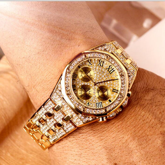 2019 Iced Out Watch men  Hip Hop luxury wristwatch diamond watch gold silver men watches jewelry gifts big dial