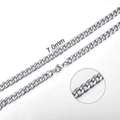 Stainless Steel Chain Necklace for Men Women Curb Cuban Link Chain Black Gold Silver Color Punk Choker Fashion Male Jewelry Gift