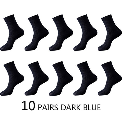 High Quality 10 Pairs/lot Men Bamboo Fiber Socks Men Breathable Compression Long Socks Business Casual Male Large size 38-45