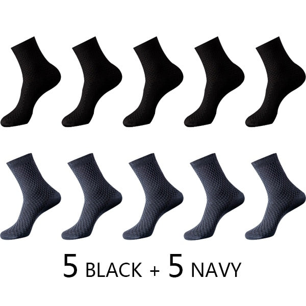 High Quality 10 Pairs/lot Men Bamboo Fiber Socks Men Breathable Compression Long Socks Business Casual Male Large size 38-45