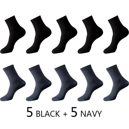 High Quality 10 Pairs/lot Men Bamboo Fiber Socks Men Breathable Compression Long Socks Business Casual Male Large size 38-45