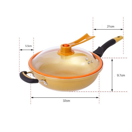 Non-stick Copper Frying Pan Without Fume Coating and Induction Cooking Gold Vacuum Health Pot for Gas and Induction Cooker  Wok