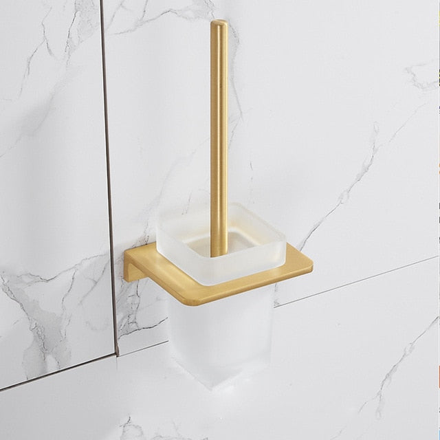 Bathroom Accessories Set Brushed Gold Towel Rack Paper Holder Towel Bar Corner Shelf Toilet Brush holder Hooks Bathroom Hardware