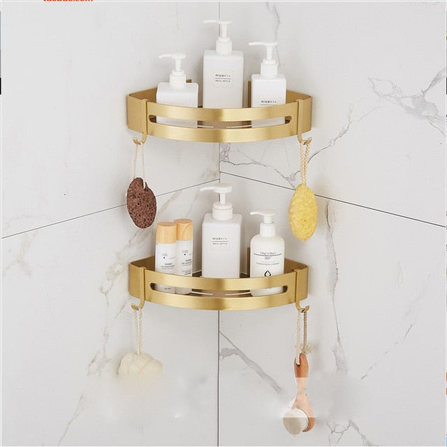 Bathroom Accessories Set Brushed Gold Towel Rack Paper Holder Towel Bar Corner Shelf Toilet Brush holder Hooks Bathroom Hardware