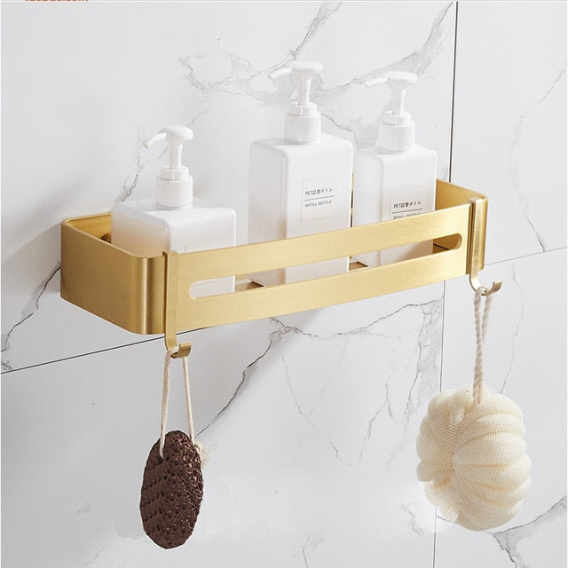 Bathroom Accessories Set Brushed Gold Towel Rack Paper Holder Towel Bar Corner Shelf Toilet Brush holder Hooks Bathroom Hardware