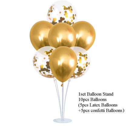 Gold Party Disposable Tableware Set Party Paper Cups Plates Straws Banner Latex Balloons Birthday Party Decoration Kids Supplies