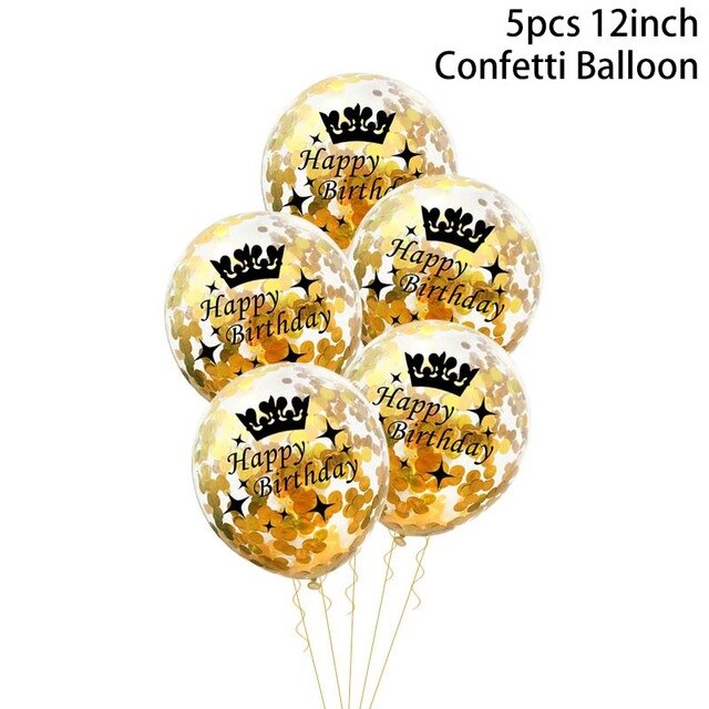 Gold Party Disposable Tableware Set Party Paper Cups Plates Straws Banner Latex Balloons Birthday Party Decoration Kids Supplies