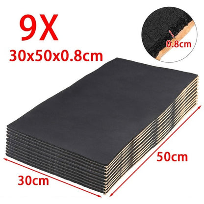 9X 1cm 0.6cm Car Sound Hot Deadener Mat Noise Proof Bonnet Insulation Deadening Engine Firewall Heat Foam Cotton Sticker 30x50cm