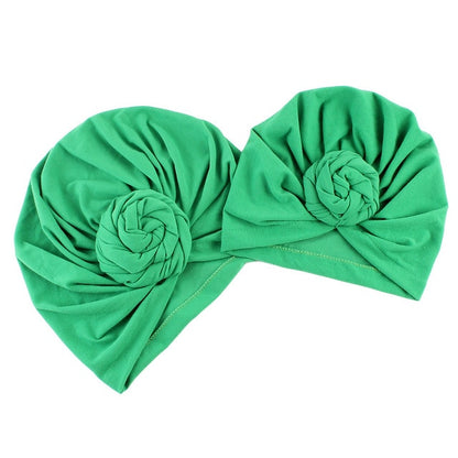 New Mommy And Me Cotton Blend Handmade Hat Women Caps Baby Girls Turban Hats Twist Knot Headwear Hair Accessories