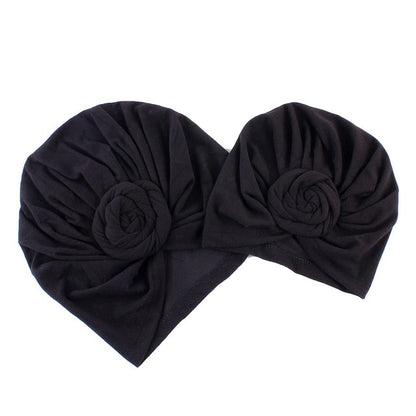 New Mommy And Me Cotton Blend Handmade Hat Women Caps Baby Girls Turban Hats Twist Knot Headwear Hair Accessories