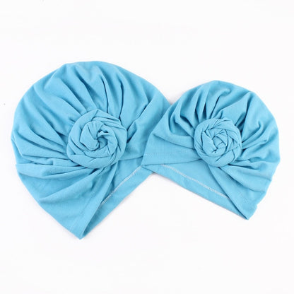 New Mommy And Me Cotton Blend Handmade Hat Women Caps Baby Girls Turban Hats Twist Knot Headwear Hair Accessories