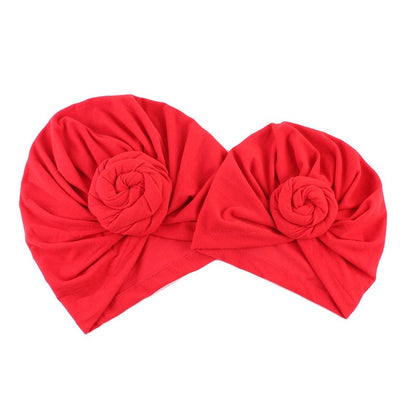 New Mommy And Me Cotton Blend Handmade Hat Women Caps Baby Girls Turban Hats Twist Knot Headwear Hair Accessories