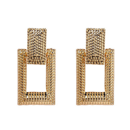 AENSOA 2020 Fashion Geometric Earring For Women Gold Color Meatal Jewelry Exaggeration Punk Big Long Rectangle Statement Earring