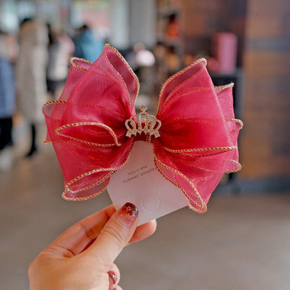 BalleenShiny Baby Girls Bowknot Crown Headband Lace Elastic Princess Hair Band Fashion New Style Children Kids Hair Accessories