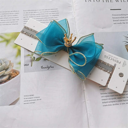 BalleenShiny Baby Girls Bowknot Crown Headband Lace Elastic Princess Hair Band Fashion New Style Children Kids Hair Accessories