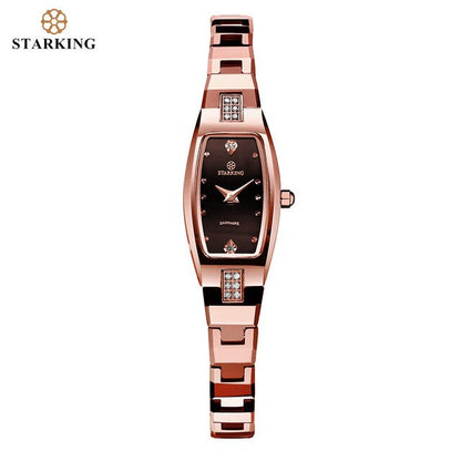 STARKING Jewelry Watch Woman Quartz Sapphire Crystal Watch Tungsten Steel Wristband Small Dial Ladies Clock montre femme 2020
