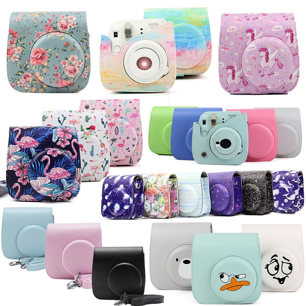 Fujifilm Instax Mini Camera Case Bag PU Leather Cover with Shoulder Strap For Instax Mini 9 Mini 8 Mini 8+ Instant Film Cameras
