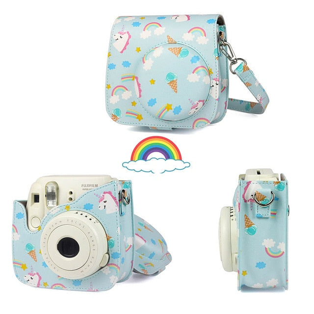 Fujifilm Instax Mini Camera Case Bag PU Leather Cover with Shoulder Strap For Instax Mini 9 Mini 8 Mini 8+ Instant Film Cameras