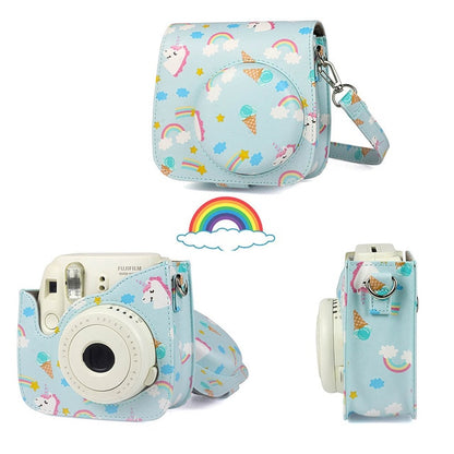 Fujifilm Instax Mini Camera Case Bag PU Leather Cover with Shoulder Strap For Instax Mini 9 Mini 8 Mini 8+ Instant Film Cameras