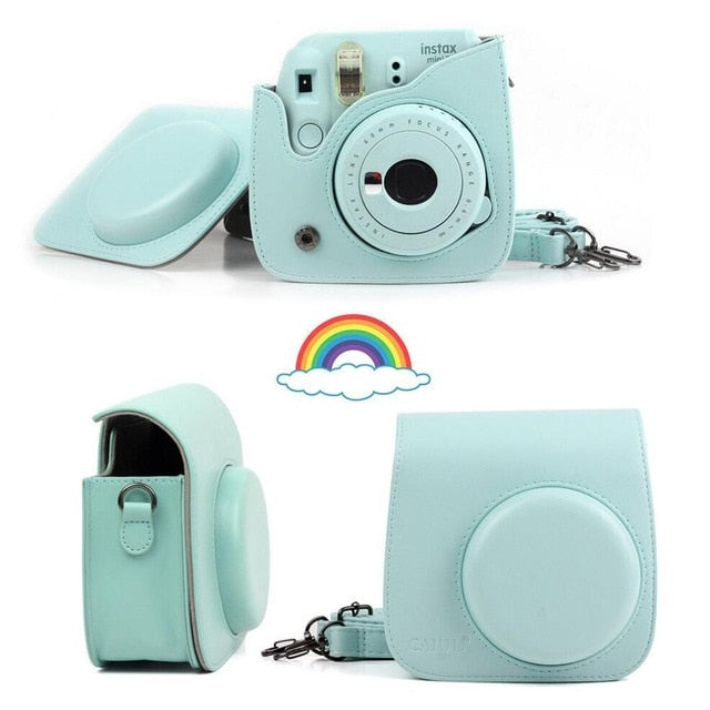Fujifilm Instax Mini Camera Case Bag PU Leather Cover with Shoulder Strap For Instax Mini 9 Mini 8 Mini 8+ Instant Film Cameras