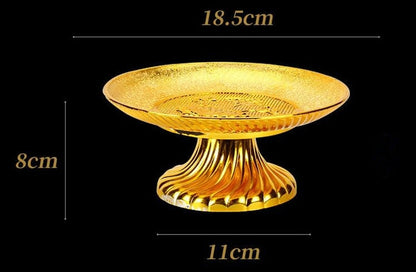 7 Inch Gold Plastic Fruit Plate Noble Buddhist Worship Deities Tray Buddhist Ceremony Noble Money and Treasure Sacrificial Tray