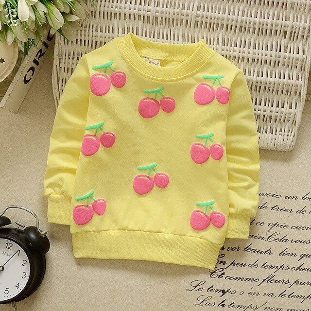 2019 New Autumn Baby Girls Sweatshirts Winter Spring Children Hoodies Cotton Strawberry Long Sleeve Sweater Kids T-shirt Clothes