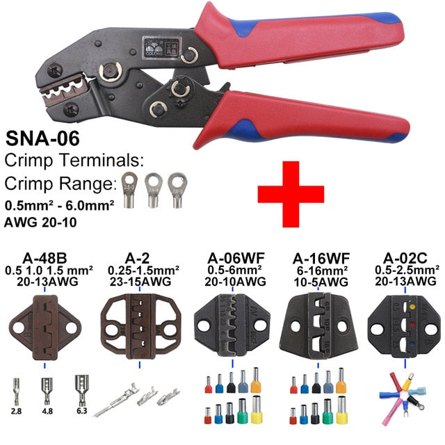 DuPont Terminals Crimp Pliers And Interchangeable Dies Wire Crimper Crimping Tools Ratcheting 7Inch SN-28B SN-48B SN-2 SN-01BM