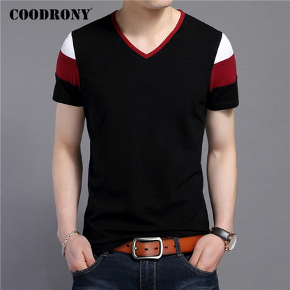 COODRONY Brand Short Sleeve T Shirt Men Streetwear Fashion Casual V-Neck T-Shirt Summer Tops Soft Cotton Tee Shirt Homme C5084S