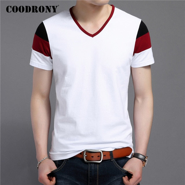 COODRONY Brand Short Sleeve T Shirt Men Streetwear Fashion Casual V-Neck T-Shirt Summer Tops Soft Cotton Tee Shirt Homme C5084S