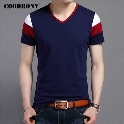 COODRONY Brand Short Sleeve T Shirt Men Streetwear Fashion Casual V-Neck T-Shirt Summer Tops Soft Cotton Tee Shirt Homme C5084S