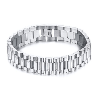 Gent's Solid Stainless Steel Watch Band  Bracelet for Men Watchlink Bracelets Jewelry Golden 15MM Wide 8.8 Inches