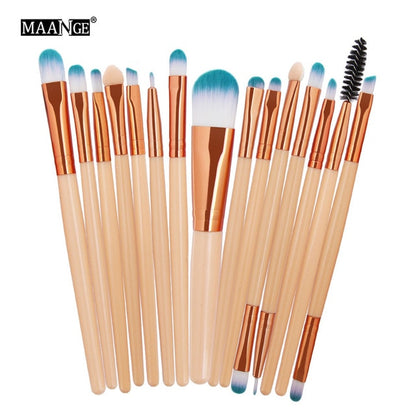 MAANGE Pro 15Pcs Makeup Brushes Set Eye Shadow Foundation Powder Eyeliner Eyelash Lip Make Up Brush Cosmetic Beauty Tool Kit Hot