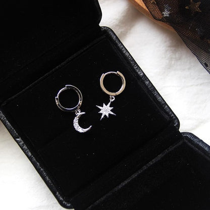 Dominated new 2019 contracted asymmetric crystal Star fashion Drop earrings Delicate joker Moon style Women earrings Jewelry