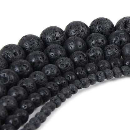 Chanfar 4 6 8 10 12mm Natural Stone Beads Black Lava Tiger Eye Bulk Loose Stone Beads For DIY Making Bracelet Necklace Jewelry