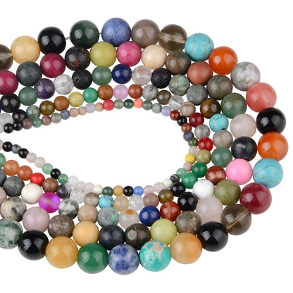 Chanfar 4 6 8 10 12mm Natural Stone Beads Black Lava Tiger Eye Bulk Loose Stone Beads For DIY Making Bracelet Necklace Jewelry