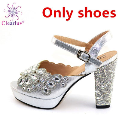 2020 NEW GREEN With Print Desgin Shoes And Evening Bag Set Hot Sale Sandal Shoes With Handbag  Heel Height 11.5CM