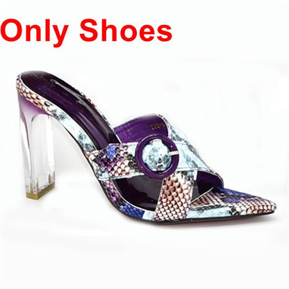 Italian Women Shoes and Bags To Match Set Sale Women Party Shoe and Bag Set Decorated with Rhinestone Ladies Sandals with Heels