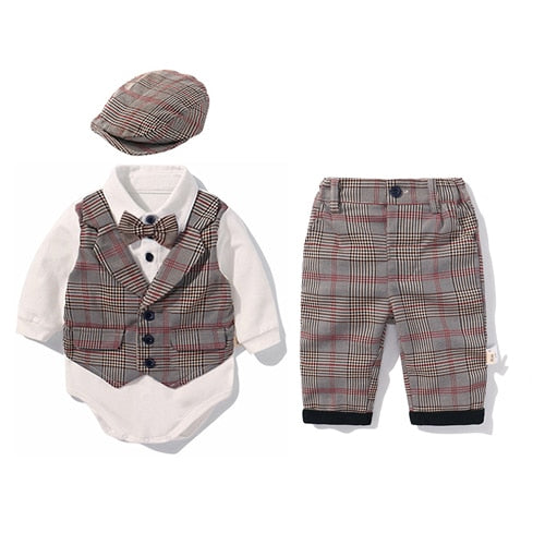 Toddler Boys Clothing Set 2020 Spring Baby cotton plaid Children Kid Clothes Suits 5pcs birthday Party Costume 1 2 3 Year Gift