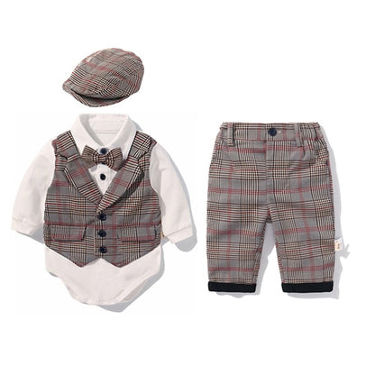 Toddler Boys Clothing Set 2020 Spring Baby cotton plaid Children Kid Clothes Suits 5pcs birthday Party Costume 1 2 3 Year Gift