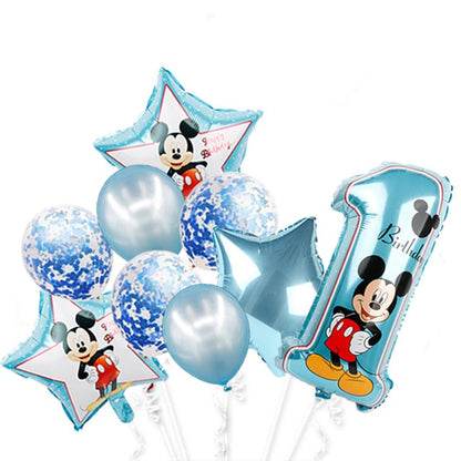 Minnie mouse foil balloons mickey 1st birthday party decorations kids ballon number 1 globos baby shower confetti latex ball toy