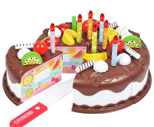 37pcs Kitchen Toys Cake Food DIY Pretend Play Fruit Cutting Birthday Toys for Children Plastic Educational Baby kids Gift GYH