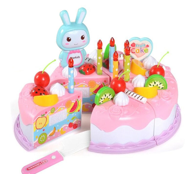 37pcs Kitchen Toys Cake Food DIY Pretend Play Fruit Cutting Birthday Toys for Children Plastic Educational Baby kids Gift GYH