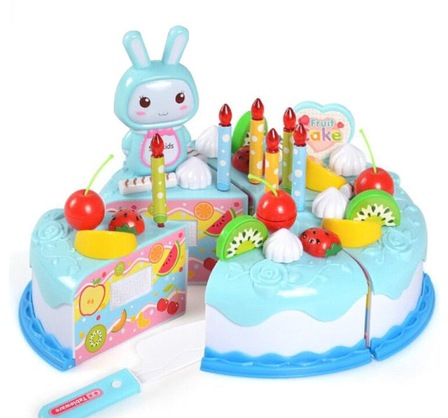 37pcs Kitchen Toys Cake Food DIY Pretend Play Fruit Cutting Birthday Toys for Children Plastic Educational Baby kids Gift GYH