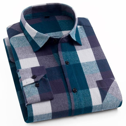 Flannel Plaid Shirt Men Cotton 2019 Spring Autumn New Male Casual Long Sleeve Shirt Plus size High Quality Warm Man Clothes