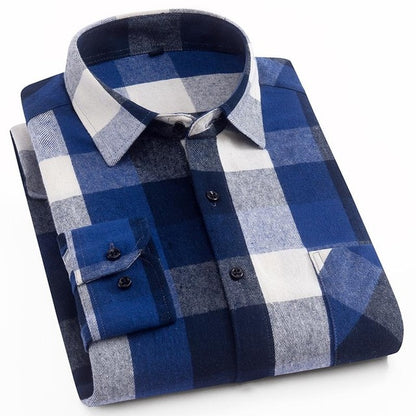 Flannel Plaid Shirt Men Cotton 2019 Spring Autumn New Male Casual Long Sleeve Shirt Plus size High Quality Warm Man Clothes